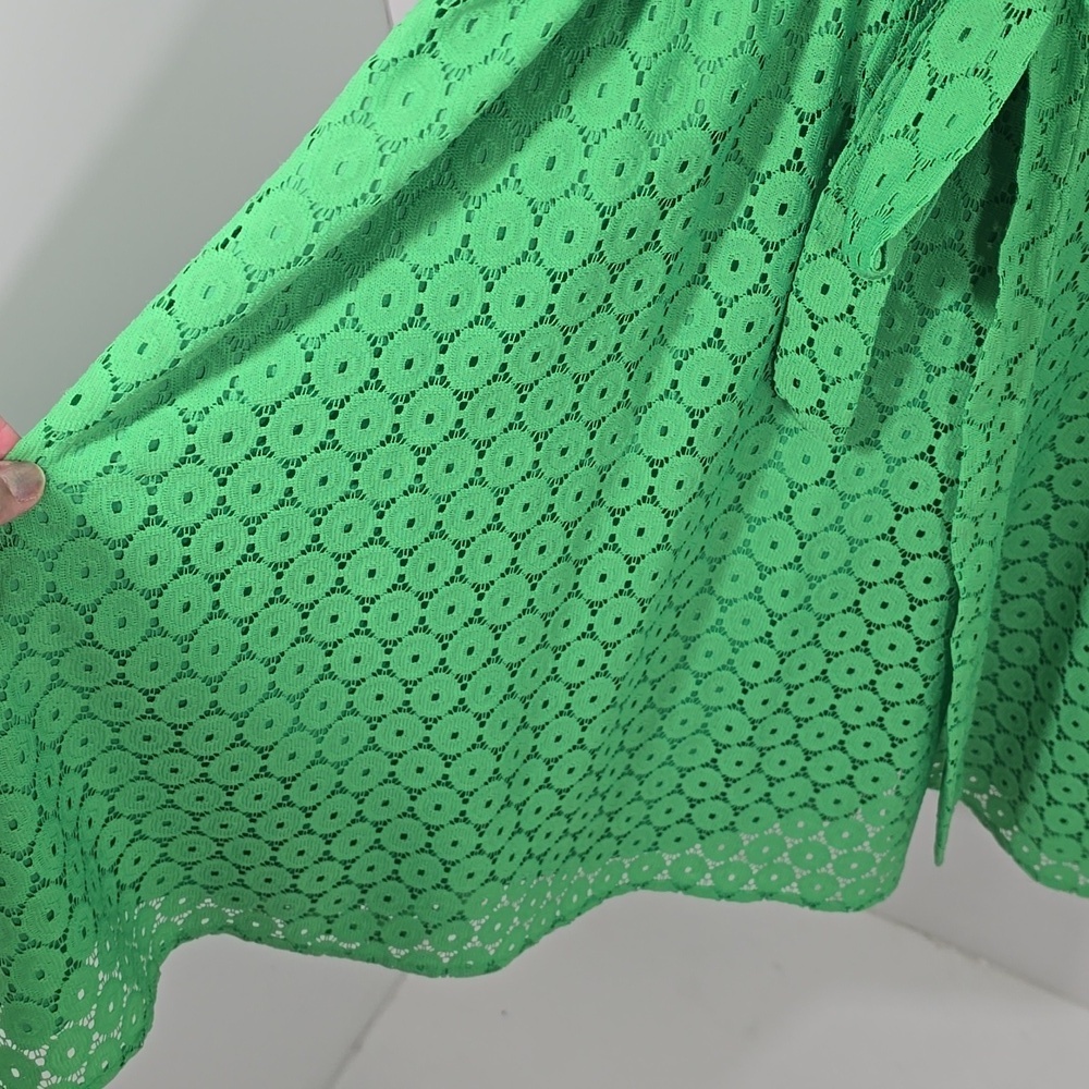 {Emma & Michele} Green Eyelet Sleeveless Lace Belted Dress - Size 12 - Picture 9 of 15
